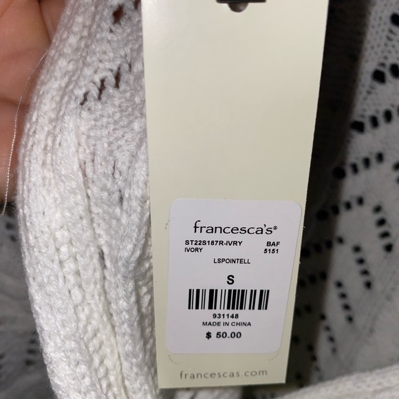 NWT Francesca’s Twisted Ivory Knit Sweater - Small - Picture 10 of 11